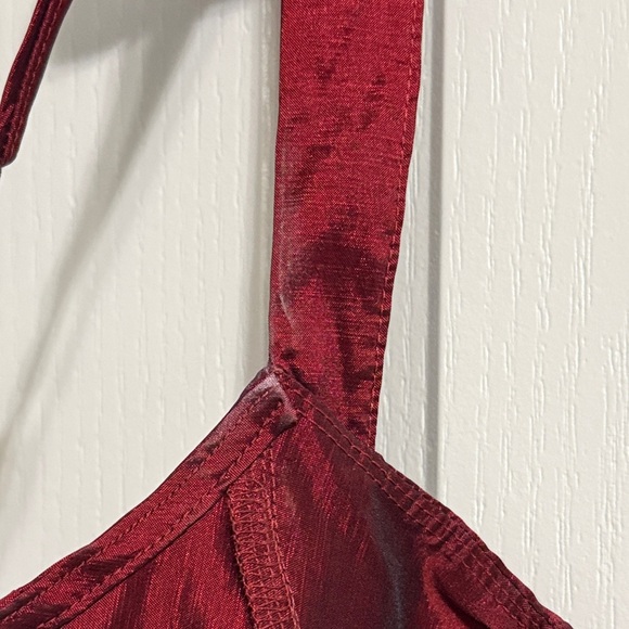 💙💖 Lucy in the Sky Maroon Flare Bow Tie Open Back Midi Dress - Picture 6 of 6